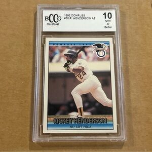 1992 Donruss Rickey Henderson Beckett 10 Card